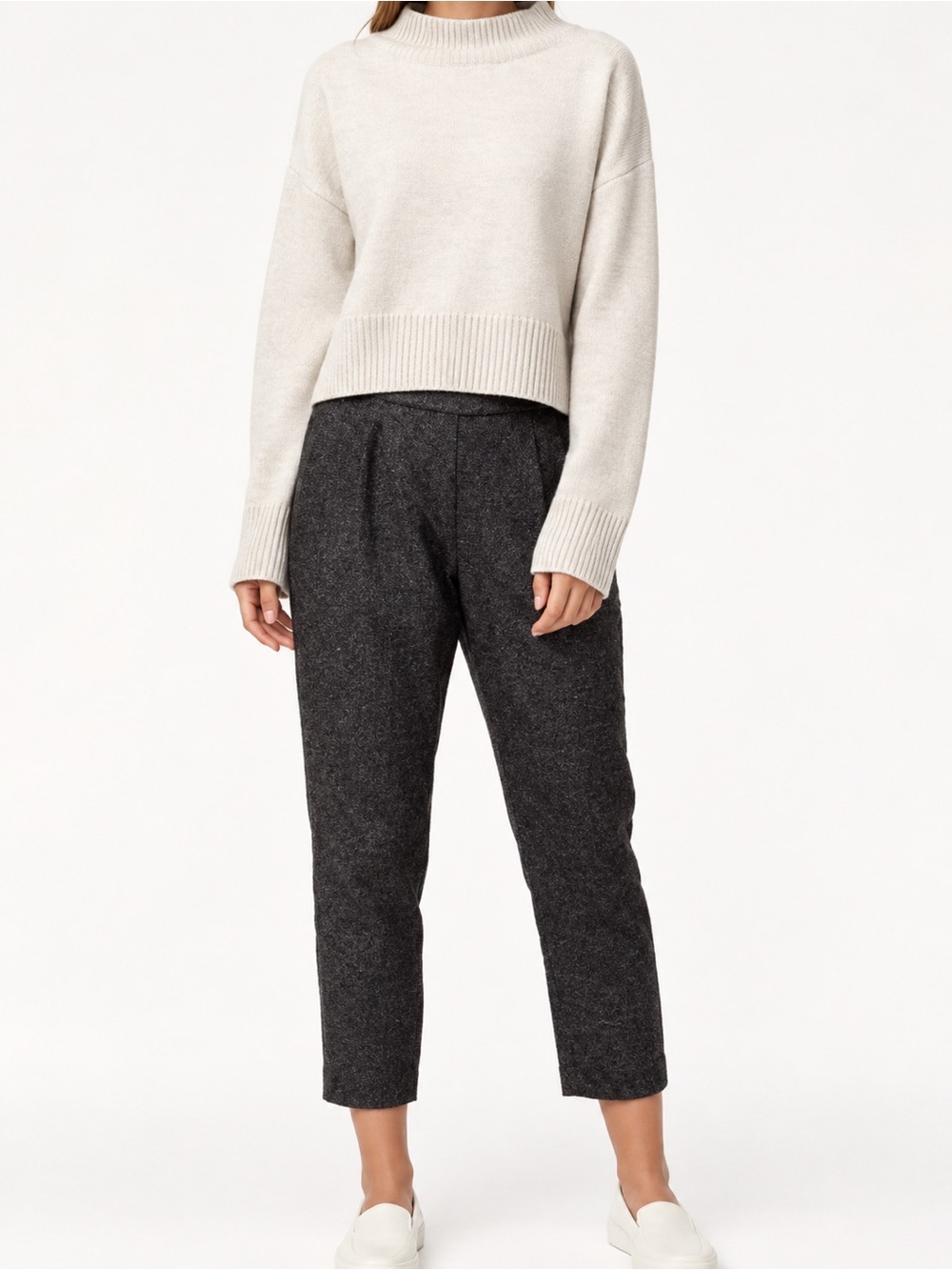 Aritzia Babaton Cohen Pant in Dark Grey Cashmere Wool Blend Size 12